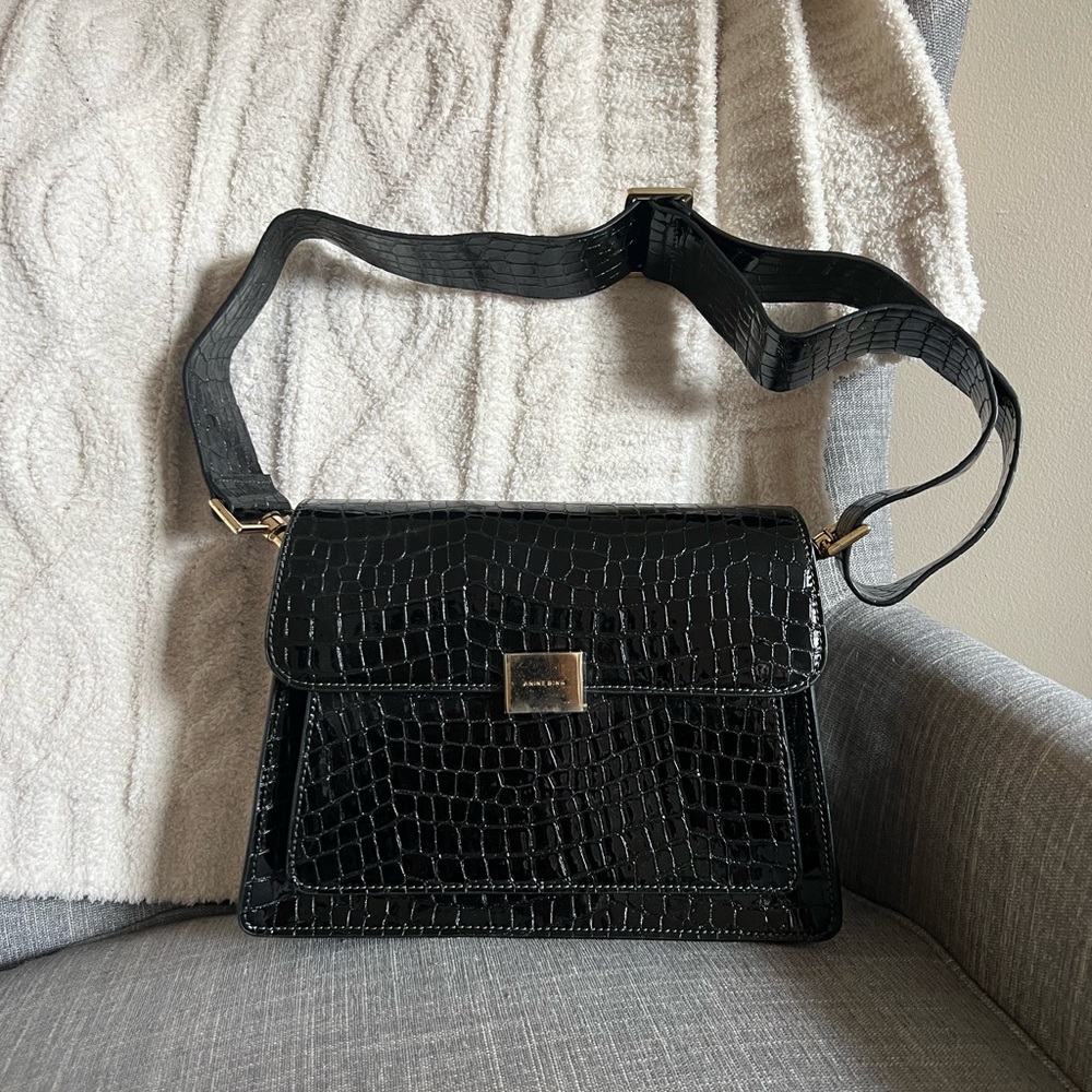 Anine Bing Patent Black Crossbody Bag NEW WITH TAGS